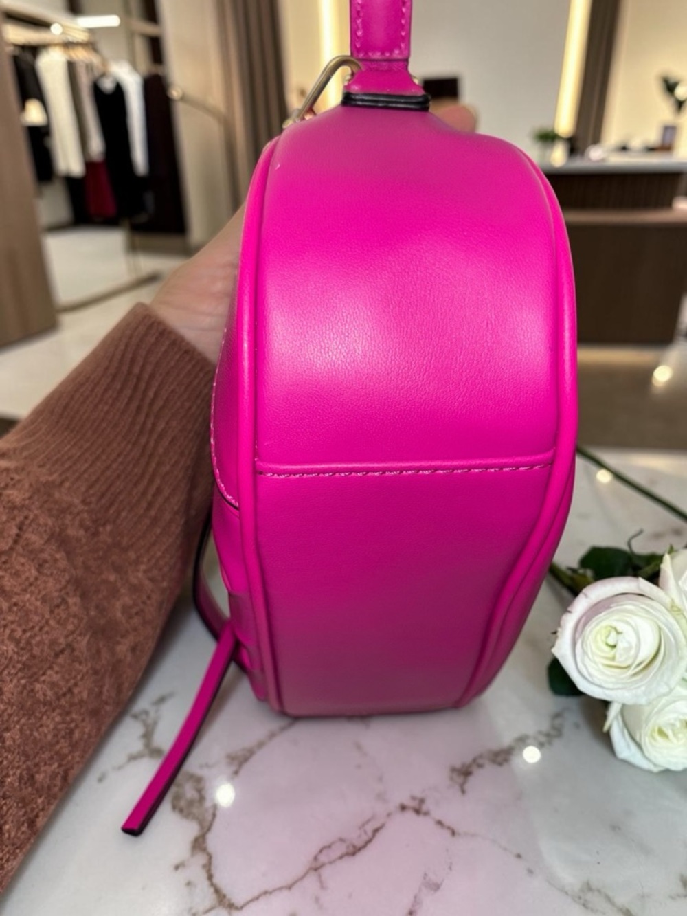 Aldo Hot Pink Mini Shoulder Bag Y2K Baguette Gold Chain Barbiecore Purse - Picture 5 of 6